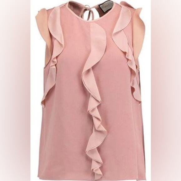 Alexis Mathilde Ruffle trimmed Crepe Top In Pink size XS - Picture 5 of 8